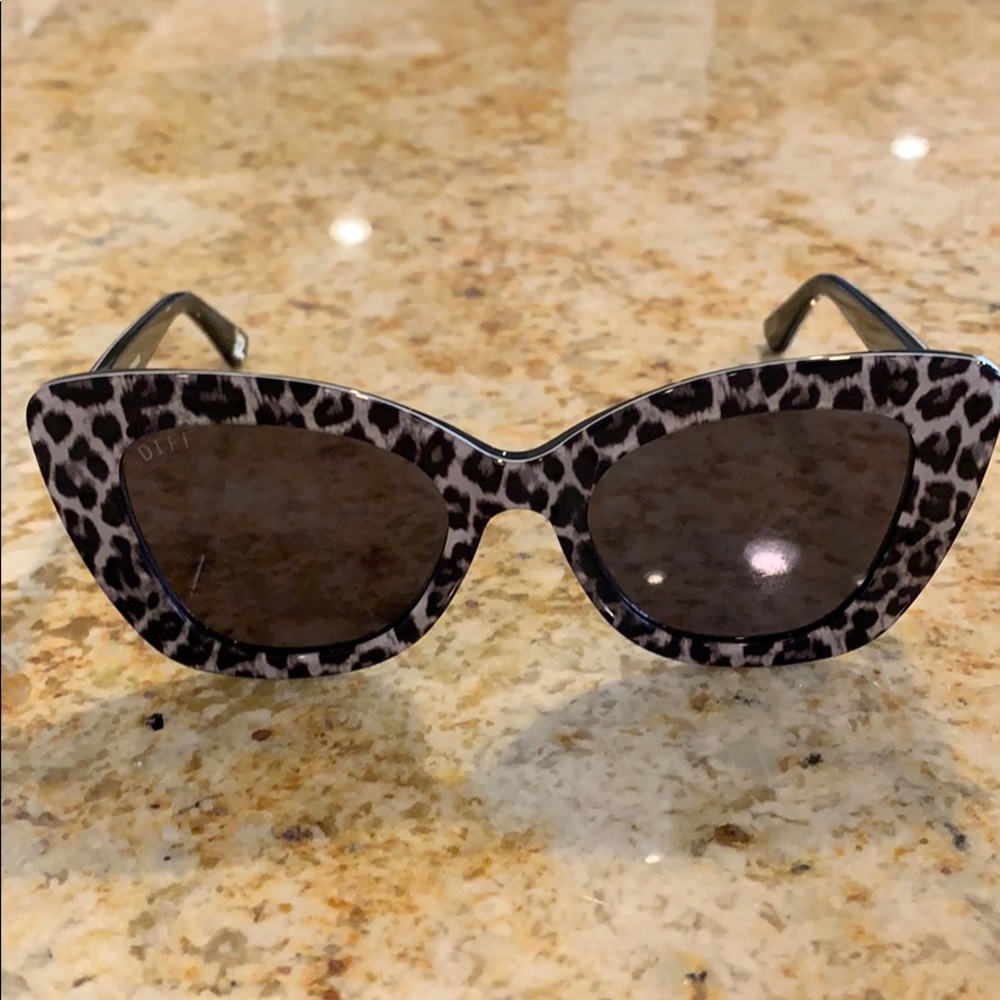 White Leopard Oversized Sunglasses by Diff.